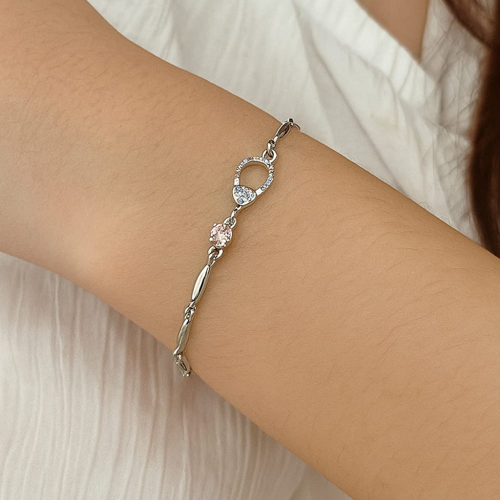 Colourful Heart Bracelet With Silver Plating