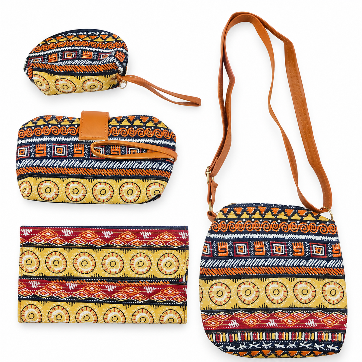 Ikkat Fabric Combo Tote Bag Set Of 5
