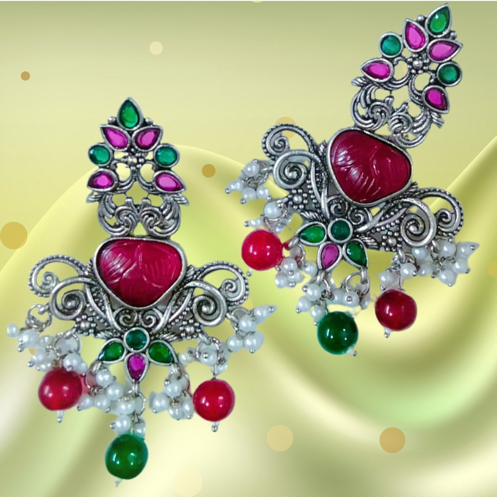 Floral Earrings With Pearls