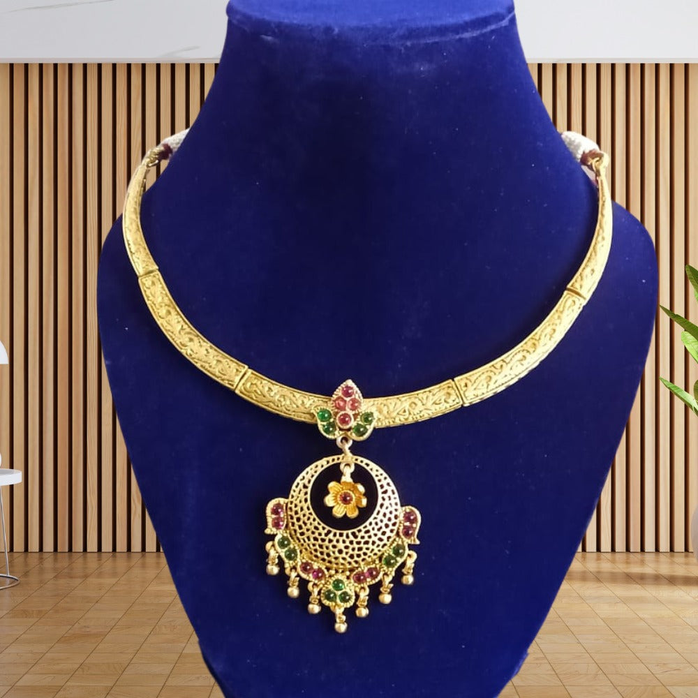 Antique Golden Necklace Set With Earrings