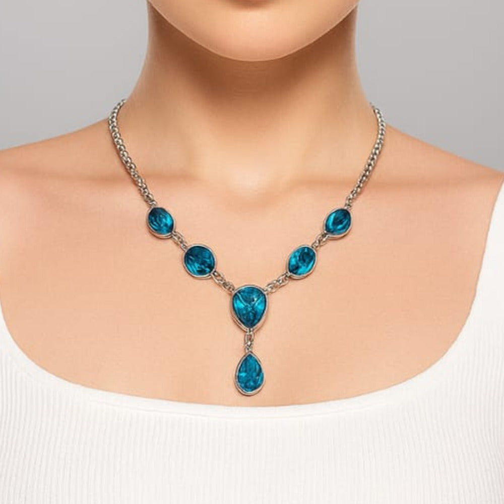 Blue Gemstone Ethnic Necklace
