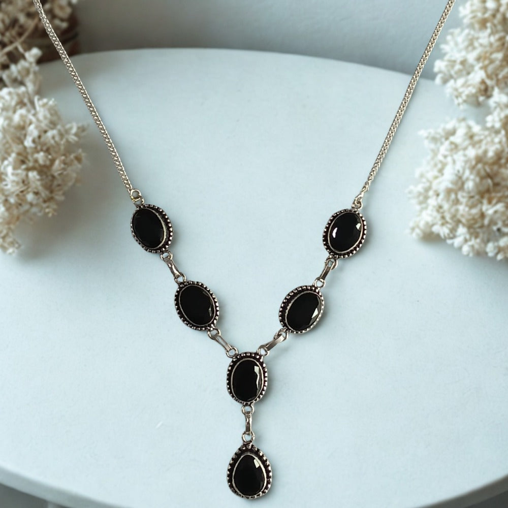 Black Gemstone Ethnic Necklace