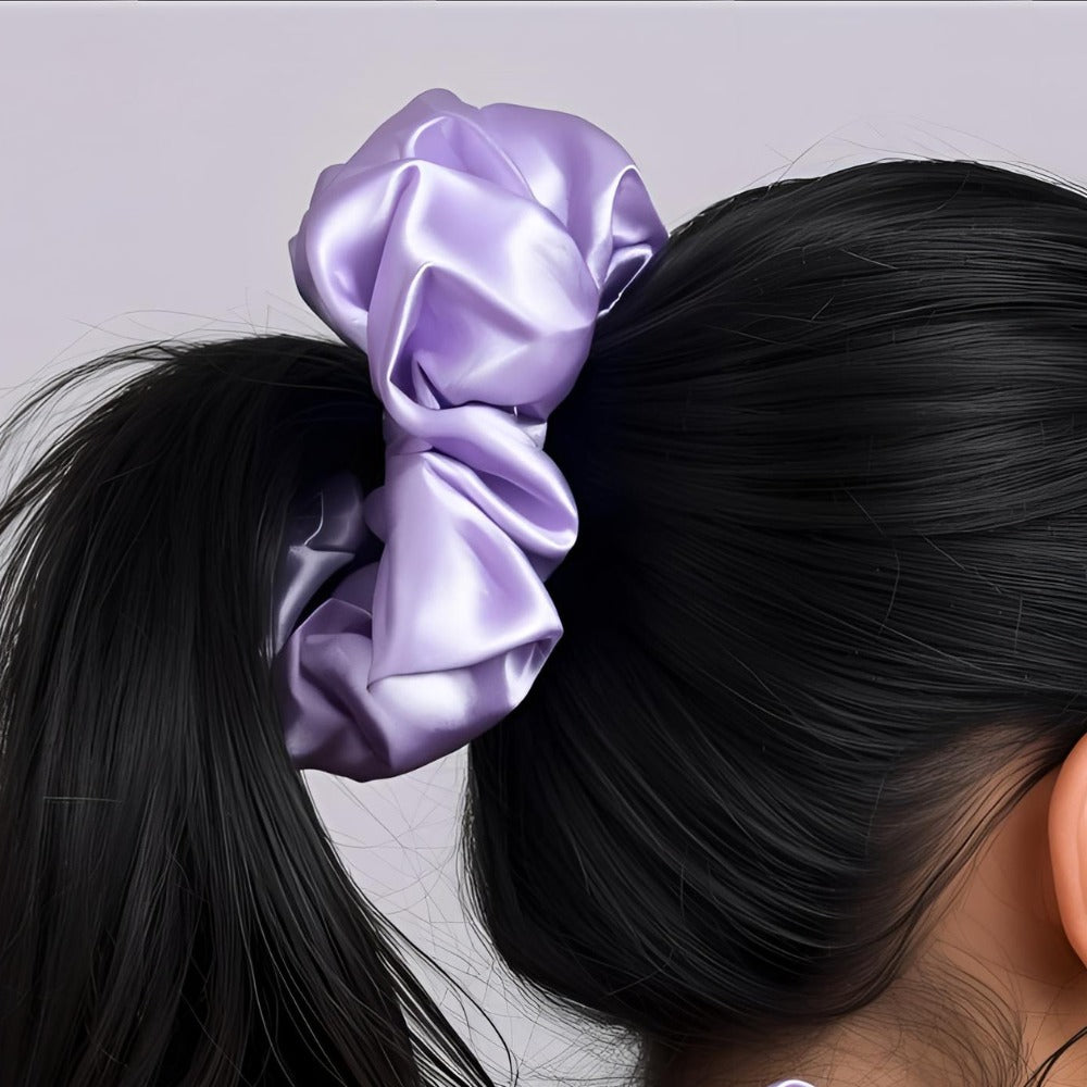 Satin Purple Fluffy scrunchies
