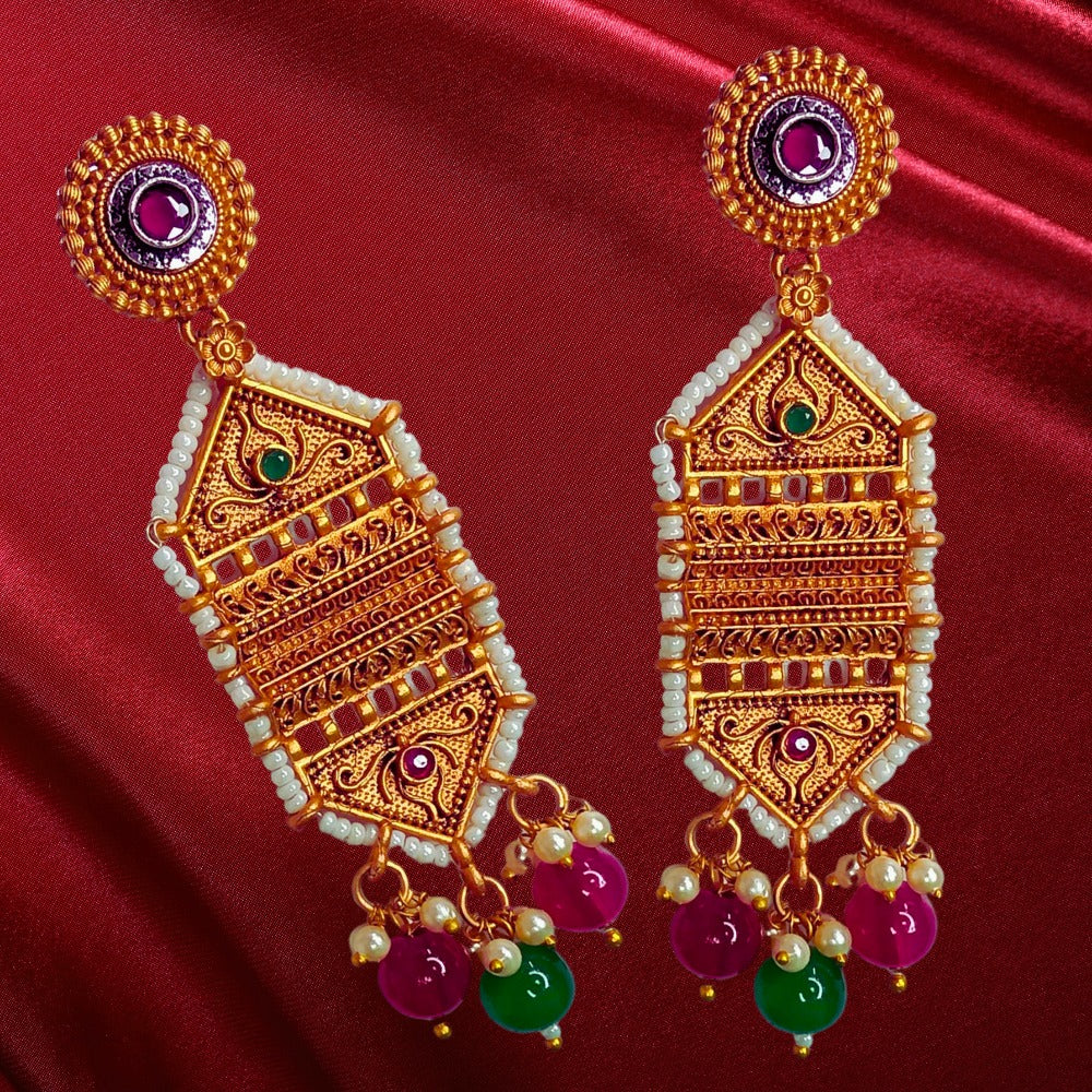 Chandbali Hexagon Shape Drop Earrings