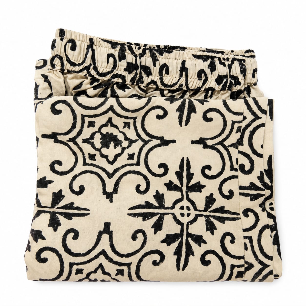Beige Cotton Printed Palazzo Pant (Free size)