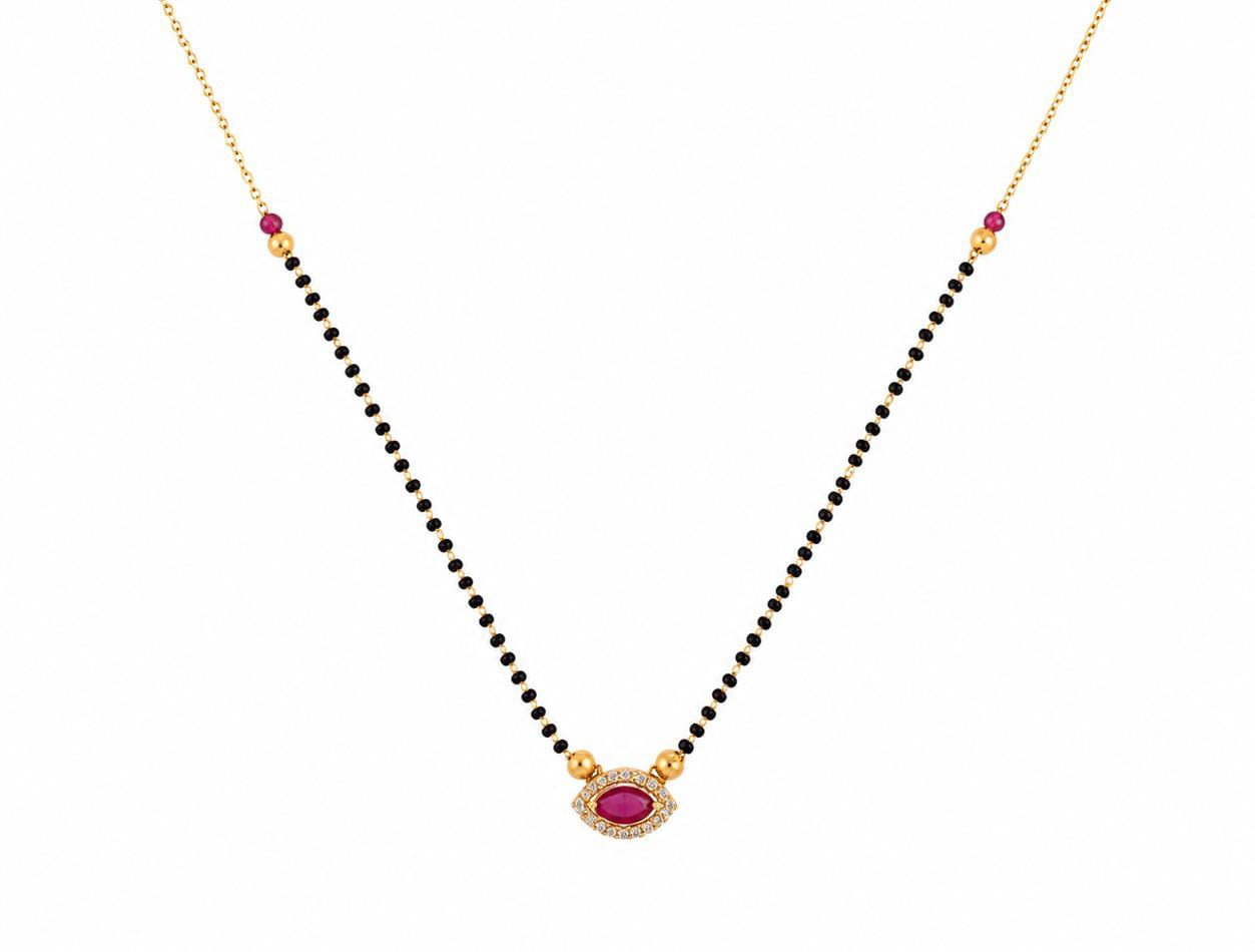 Dark Pink Diamond Mangalsutra For Women