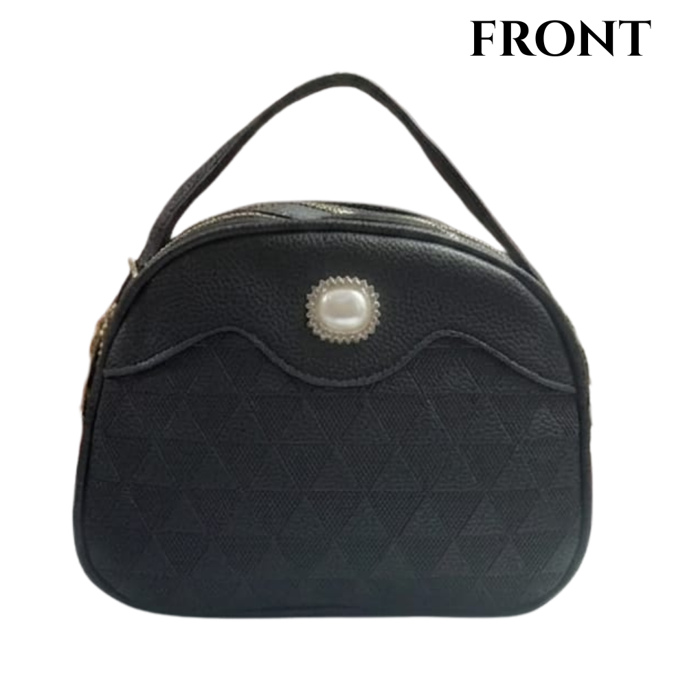 Oval Shaped Double Zipper Sling Bag