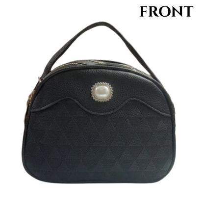 Oval Shaped Double Zipper Sling Bag