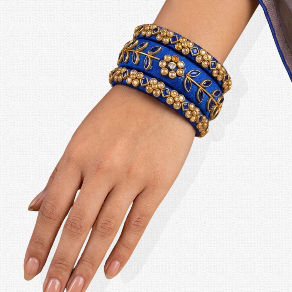 Silk Thread Blue Bangles Set