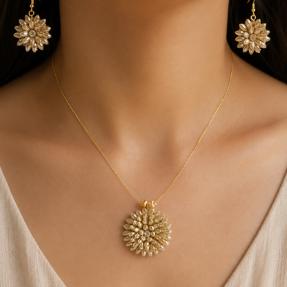 Invisible Gold Chain Set With Earrings