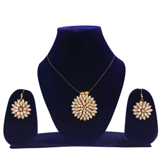 Invisible White Chain Set With Earrings