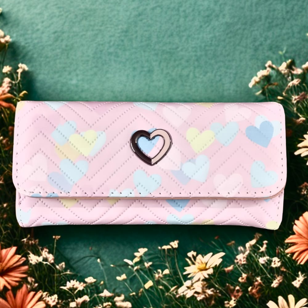 Printed Long Wallet Pink