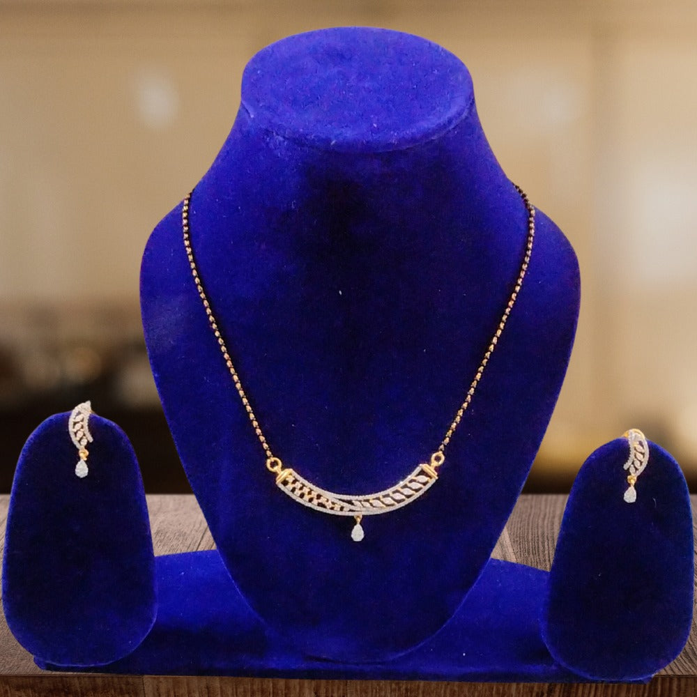 American Diamond Classic Mangalsutra Set With Earrings