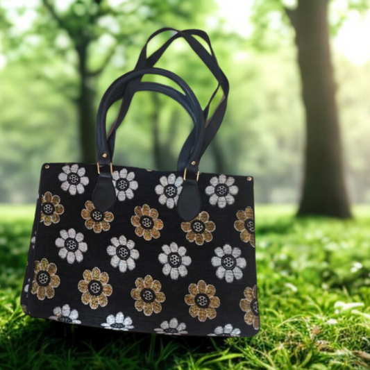 Canvas Fabric  Flower Printed Tote Bag