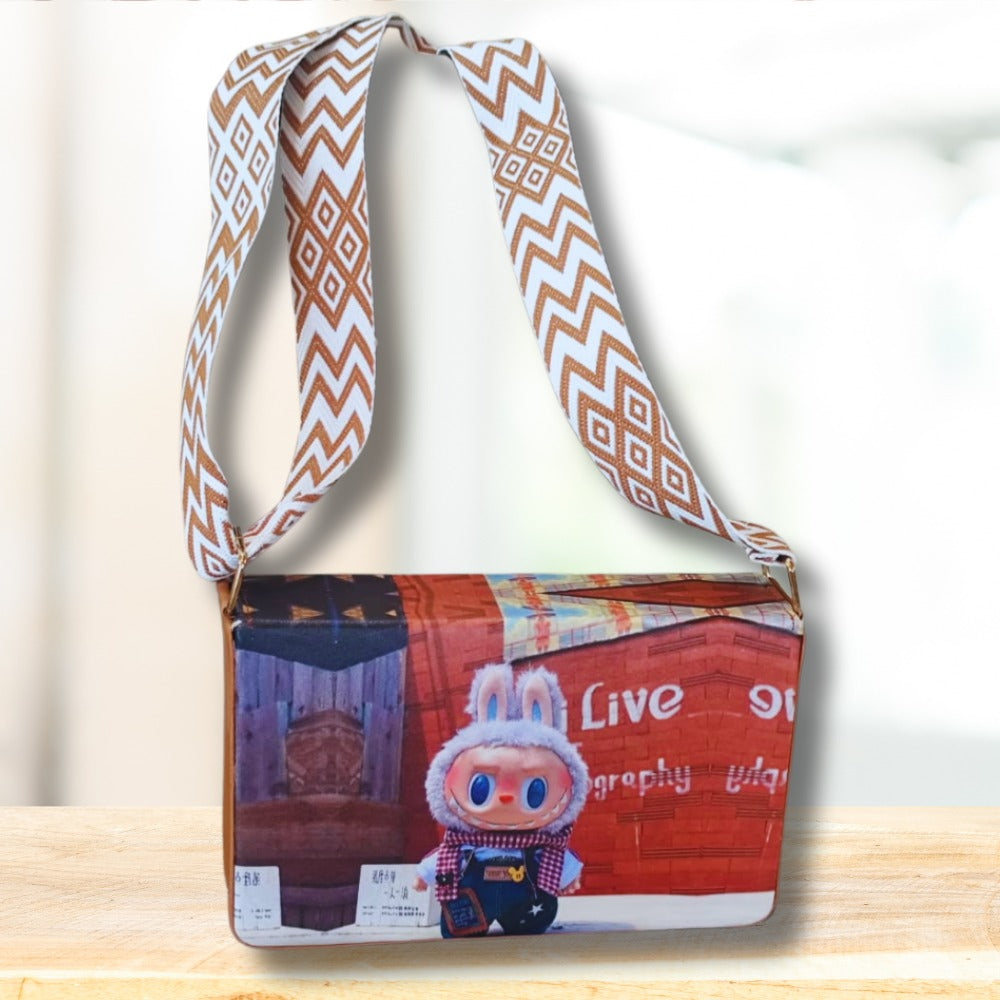 Doll Printed Sling Bag With Broad Strap