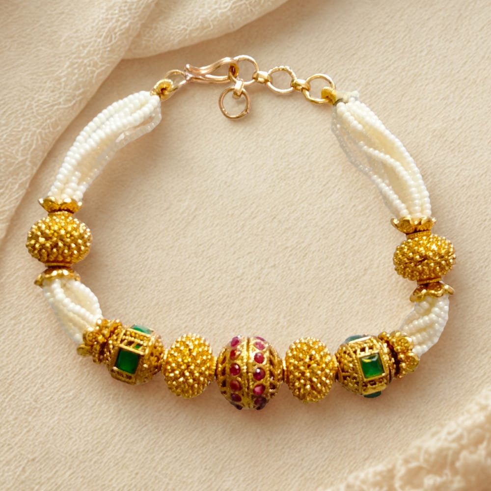 Antique Pearl Bracelet With Gold Plating