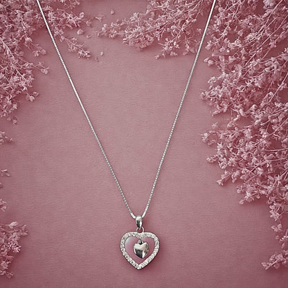 Hanging Heart Silver Chain Pendent