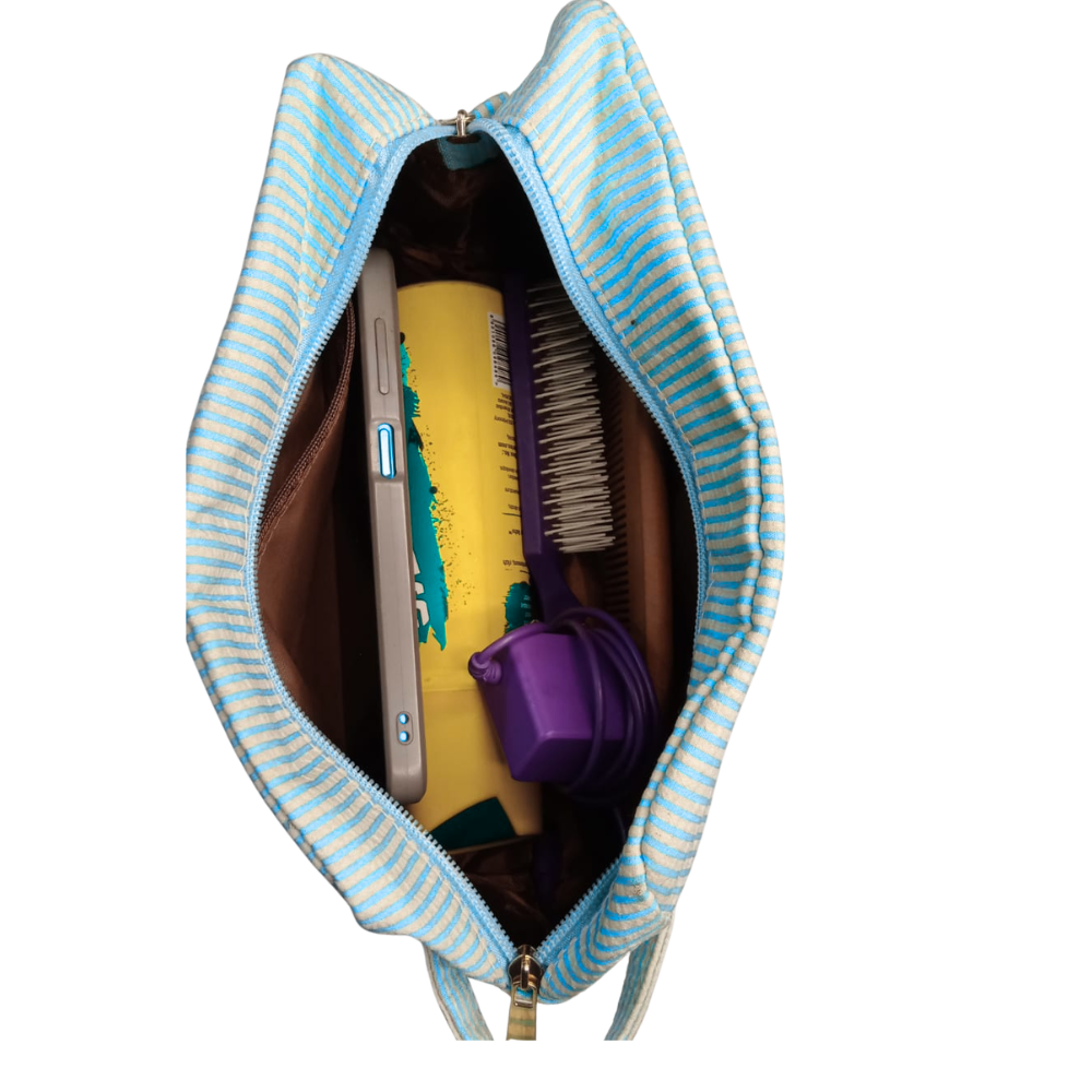 Multipurpose Striped Pouch Blue