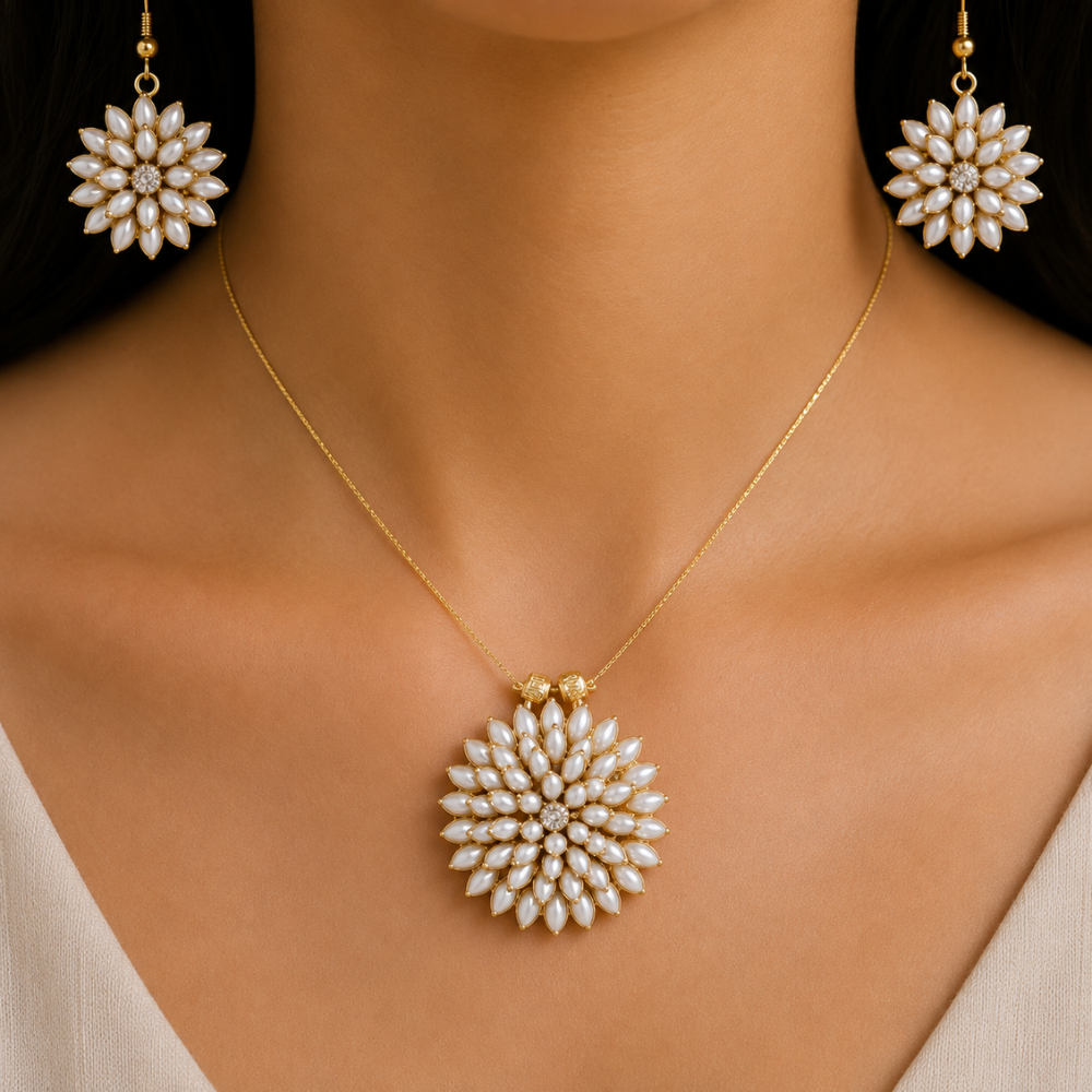 Invisible White Chain Set With Earrings