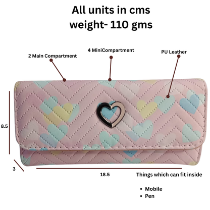 Printed Long Wallet Pink