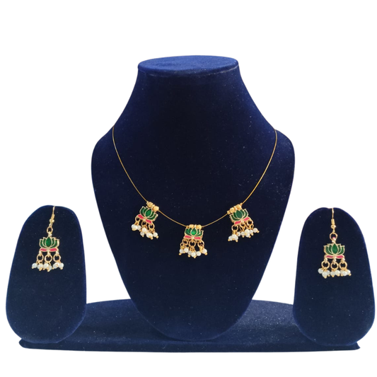Invisible Chain Set With Lotus Pendant