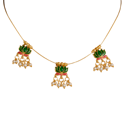 Invisible Chain Set With Lotus Pendant