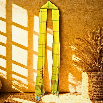 Hand woven jamdani cotton stole_yellow