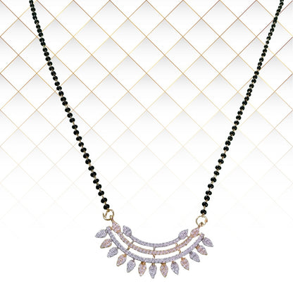 Rhodium Plated Classic Mangalsutra Set With Earrings