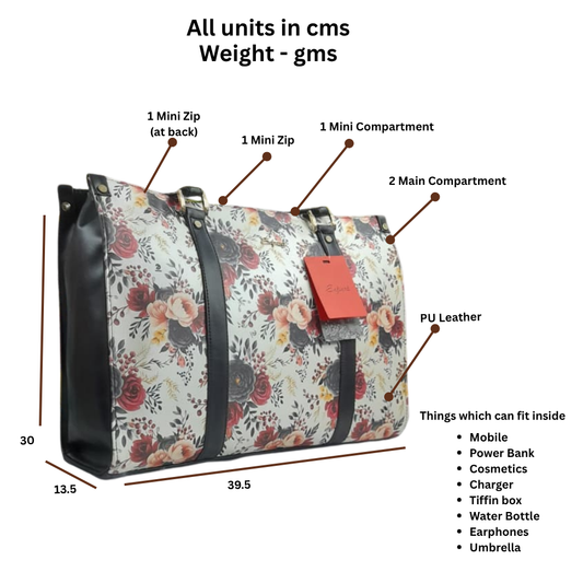 Spacious Floral Printed Handbag