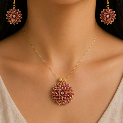 Invisible Maroon Chain Set With Earrings