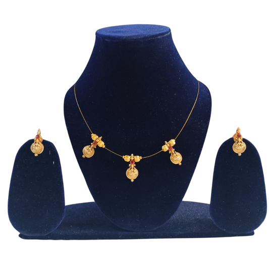 Invisible Red Chain Set With Lakshmi Pendant