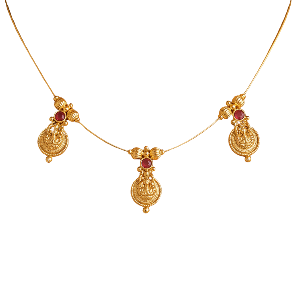 Invisible Red Chain Set With Lakshmi Pendant