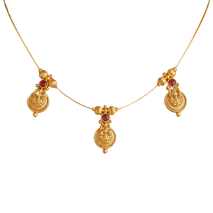 Invisible Red Chain Set With Lakshmi Pendant