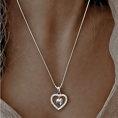 Hanging Heart Silver Chain Pendent