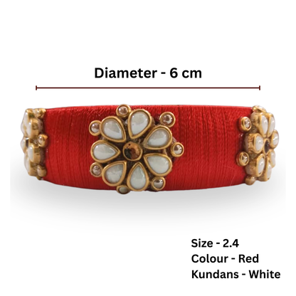 Silk Thread Red Bangles Set