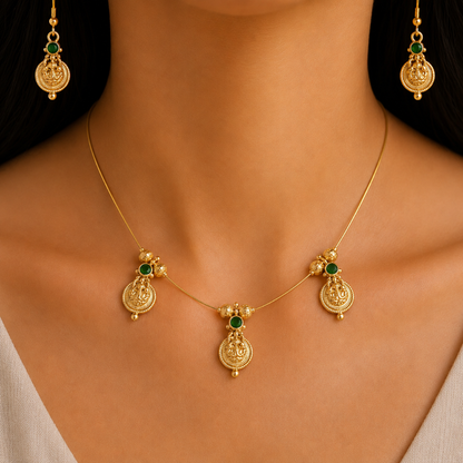 Invisible Chain Set With Lakshmi Pendant