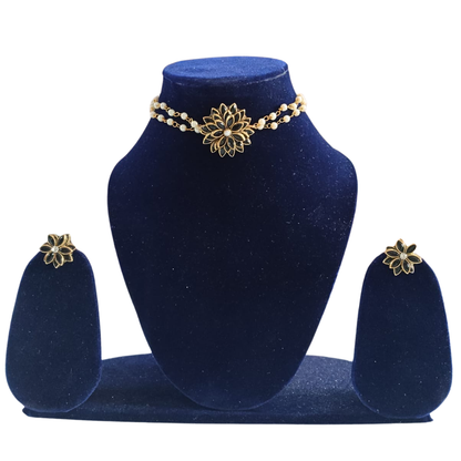Choker Handmade Set With Black Pendant