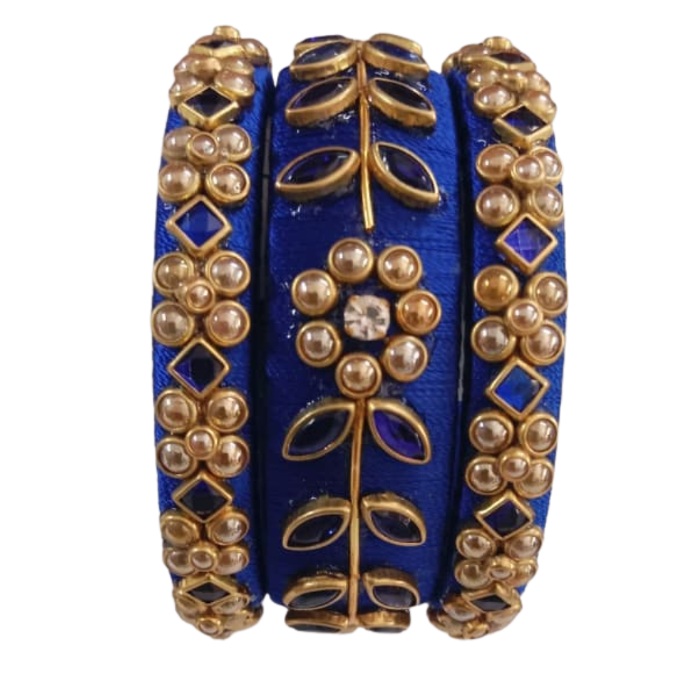 Silk Thread Blue Bangles Set