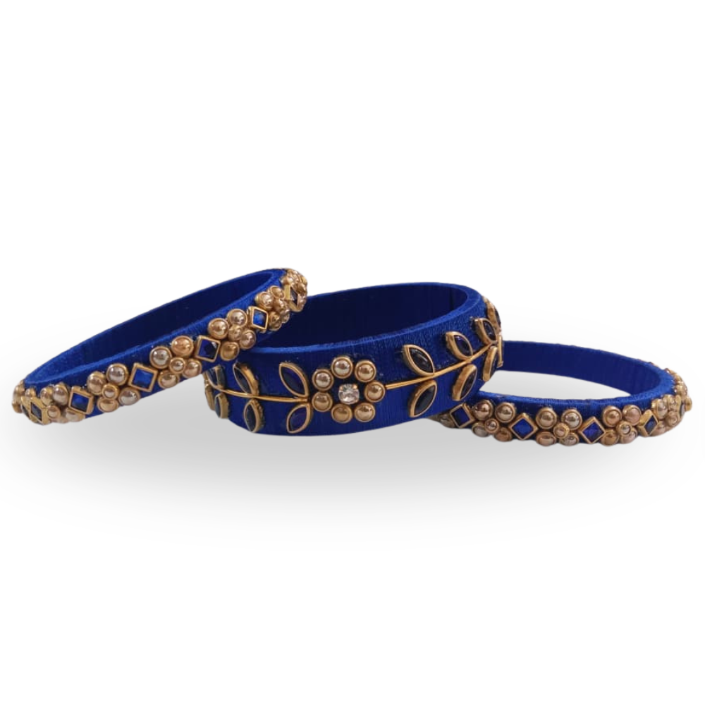 Silk Thread Blue Bangles Set