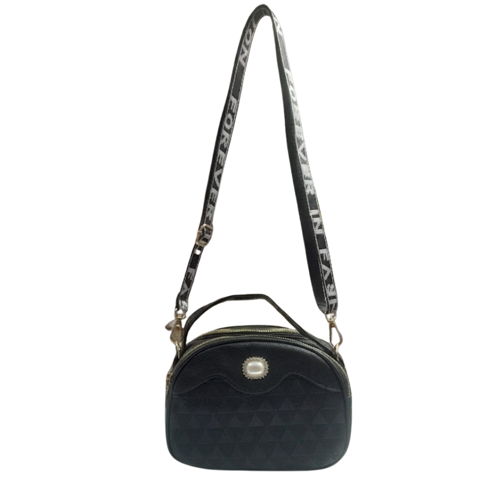 Oval Shaped Double Zipper Sling Bag
