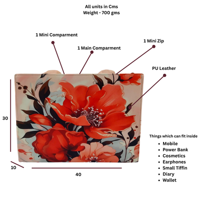 Canvas Fabric Flower Printed Tote Bag
