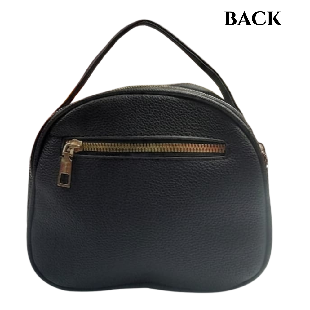Oval Shaped Double Zipper Sling Bag