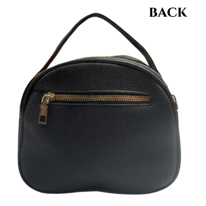 Oval Shaped Double Zipper Sling Bag