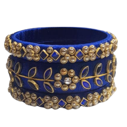 Silk Thread Blue Bangles Set