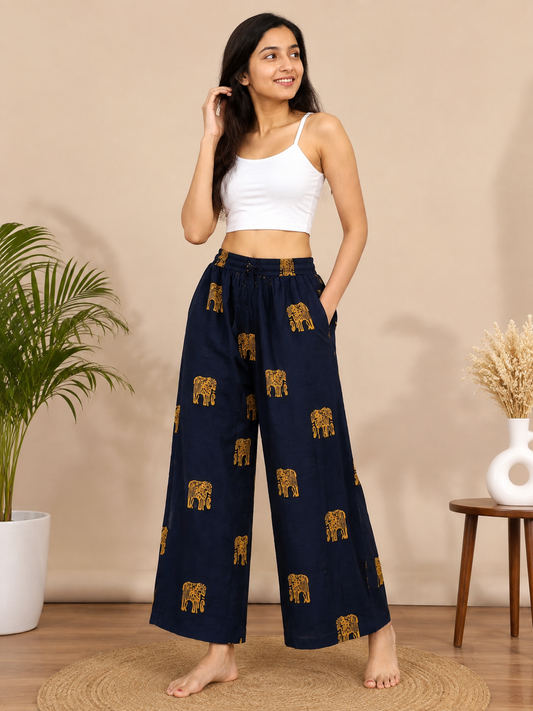 Navy Blue Palazzo Pant (Free size)