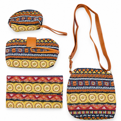 Ikkat Fabric Combo Tote Bag Set Of 5