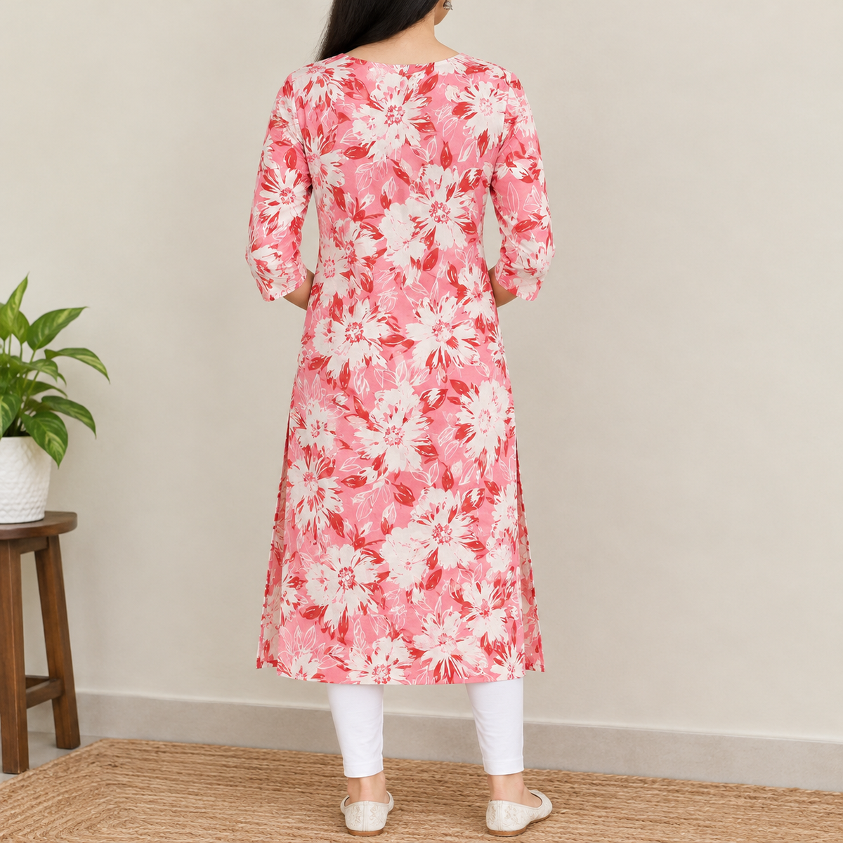 Red Floral Kurta
