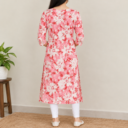 Red Floral Kurta