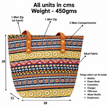 Ikkat Fabric Combo Tote Bag Set Of 5