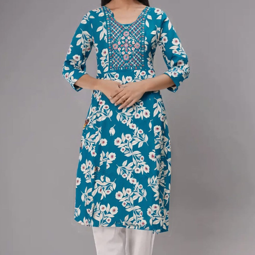 Light Blue Floral Kurta